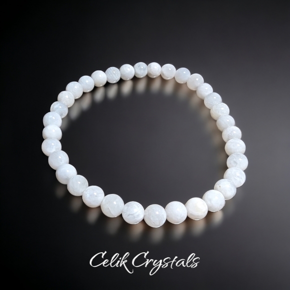 Moonstone Bracelet Rare Natural Stones 6mm Healing Bracelet Unisex - Picture 5 of 6